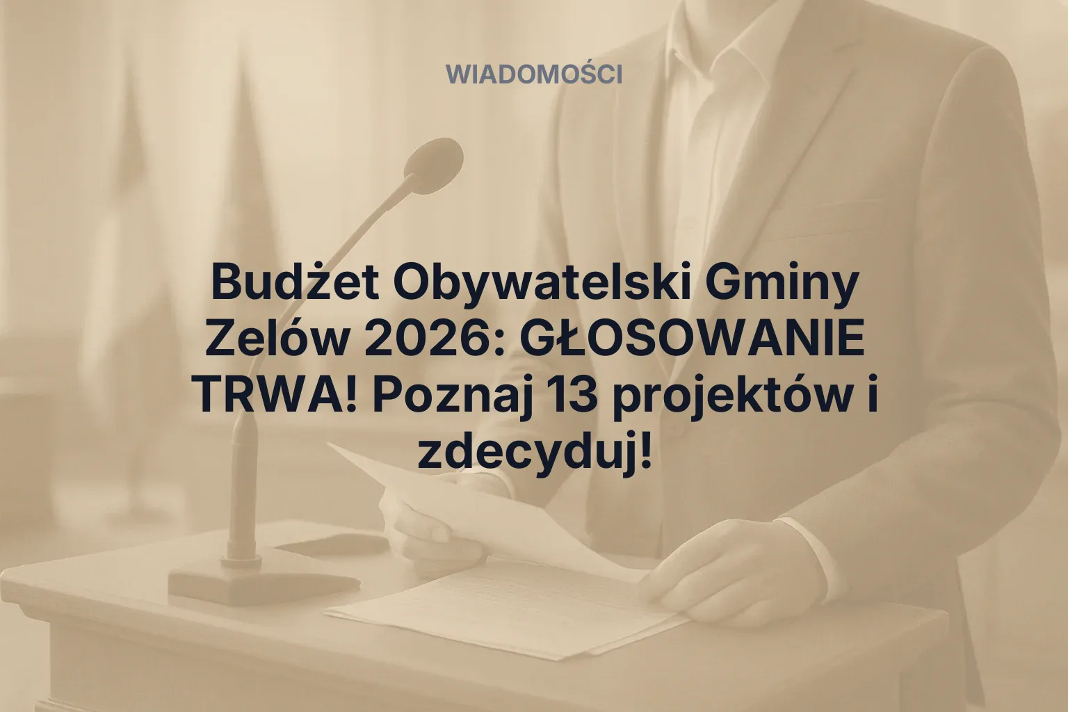Artykuł: Budżet Obywatelski Gminy Zelów 2026: GŁOSOWANIE TRWA! Poznaj 13 projektów i zdecyduj!