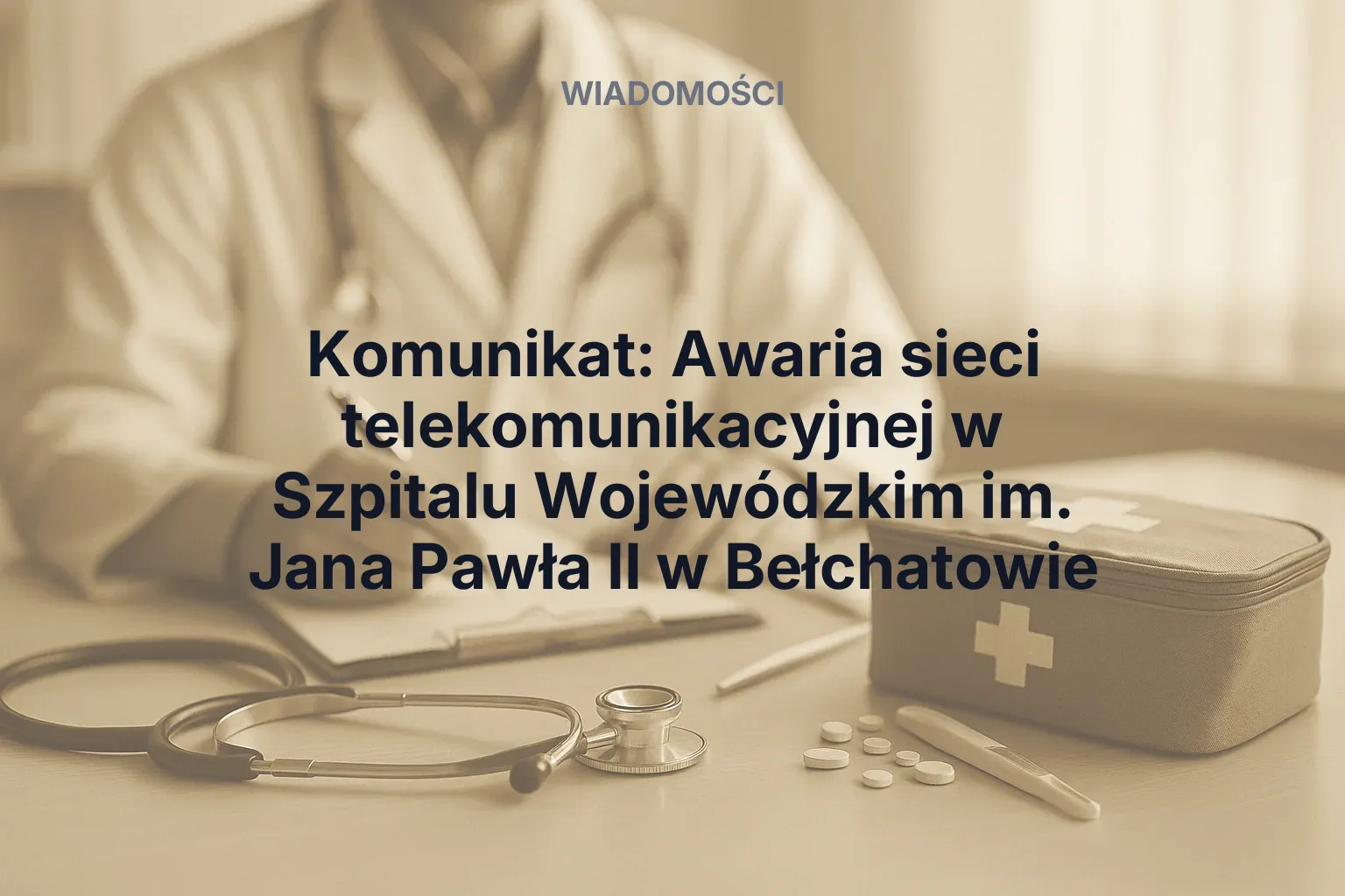Artykuł: Komunikat: Awaria sieci telekomunikacyjnej w Szpitalu Wojewódzkim im. Jana Pawła II w Bełchatowie